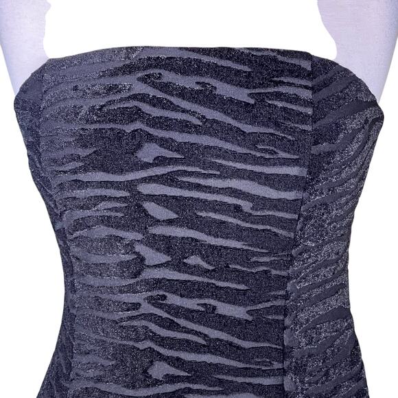 Miscreants Black Velvet Burnout Strapless Mini Dress & Matching Gloves UK14 NWT - Picture 2 of 14